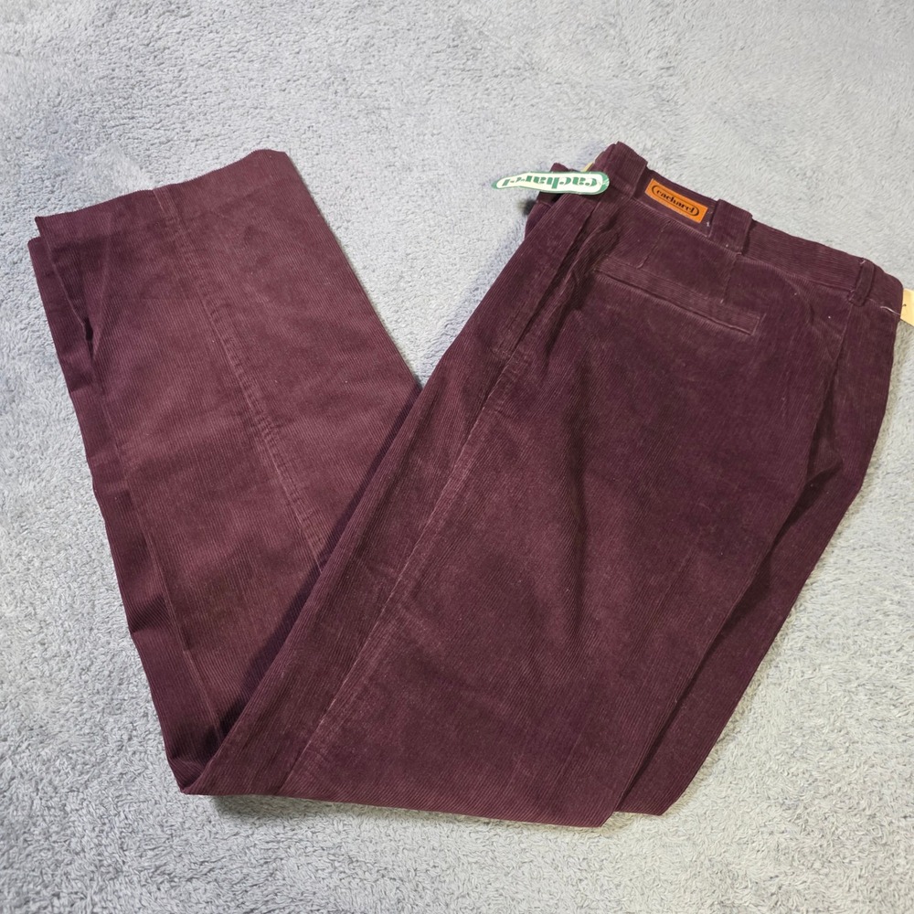 Cacharel Mens 36 Corduroy Trousers Burgundy Vintage Deadstock Straight Leg Pants